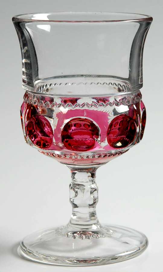 King's Crown-Cranberry Flashed (Dots) Water Goblet by Tiffin-Franciscan-1