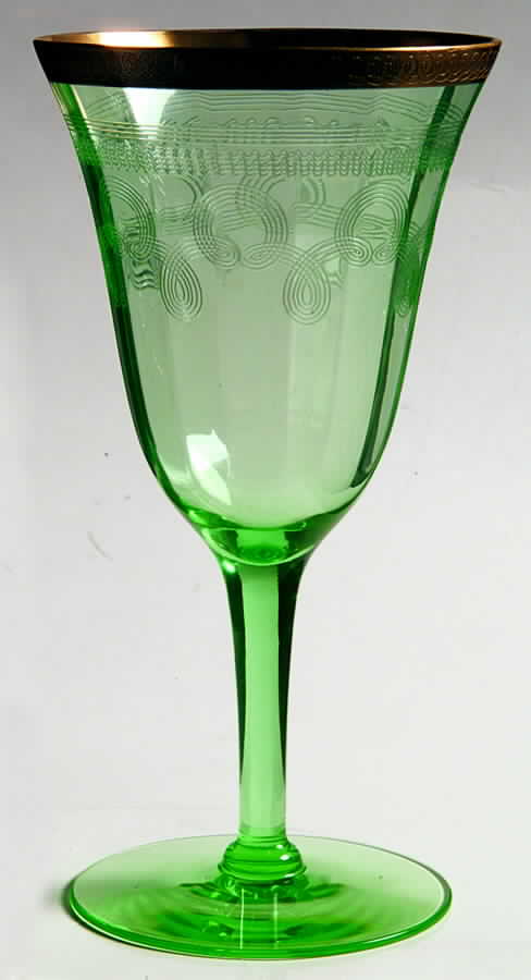 14196-6 Green Water Goblet by Tiffin-Franciscan-1