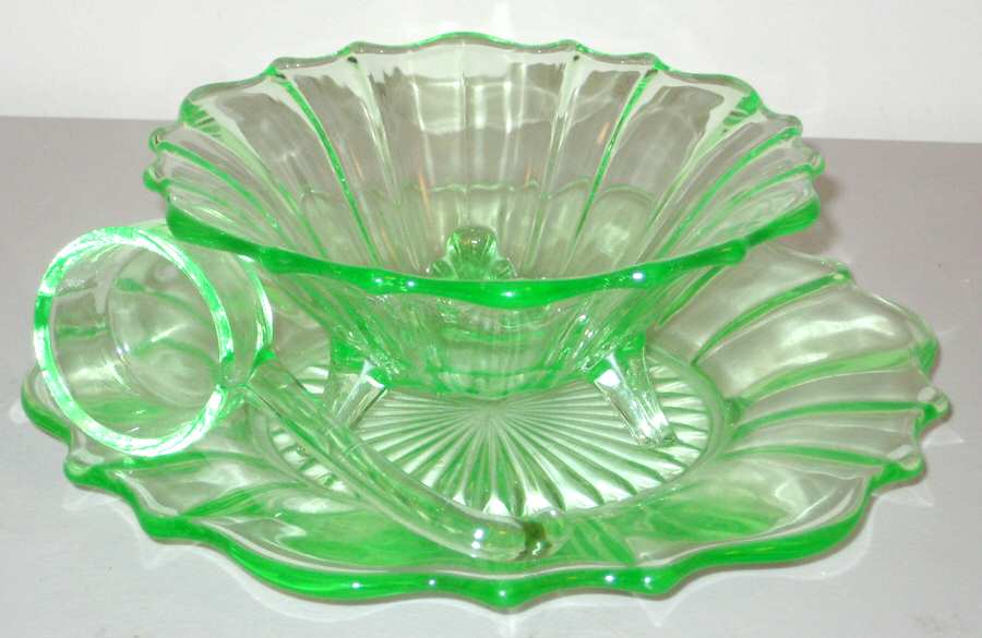 310 Green (Reflex Green) Whipped Cream with Underplate and Ladle by Tiffin-Franciscan-1