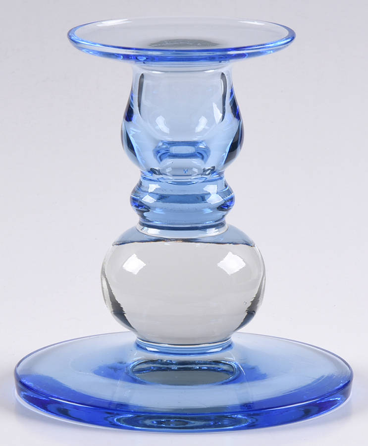 Optic Copen Blue 4" Single Light Candlestick by Tiffin-Franciscan-1