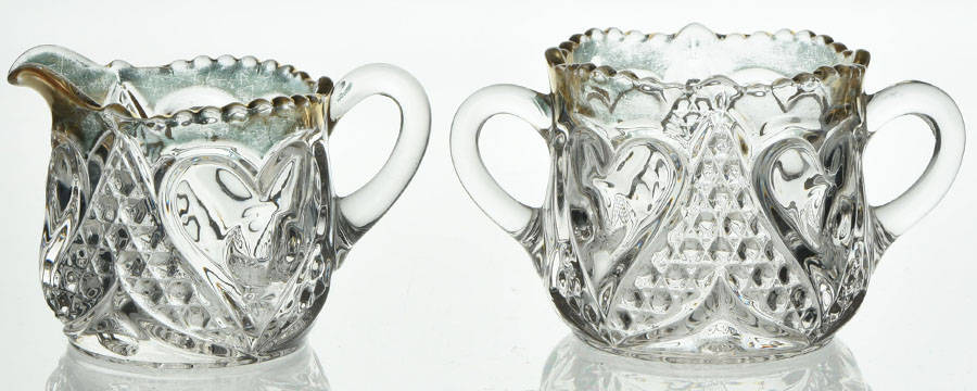 Heart with Thumbprint (Gold Trim) Individual Creamer and Open Sugar Set by Tarentum-1