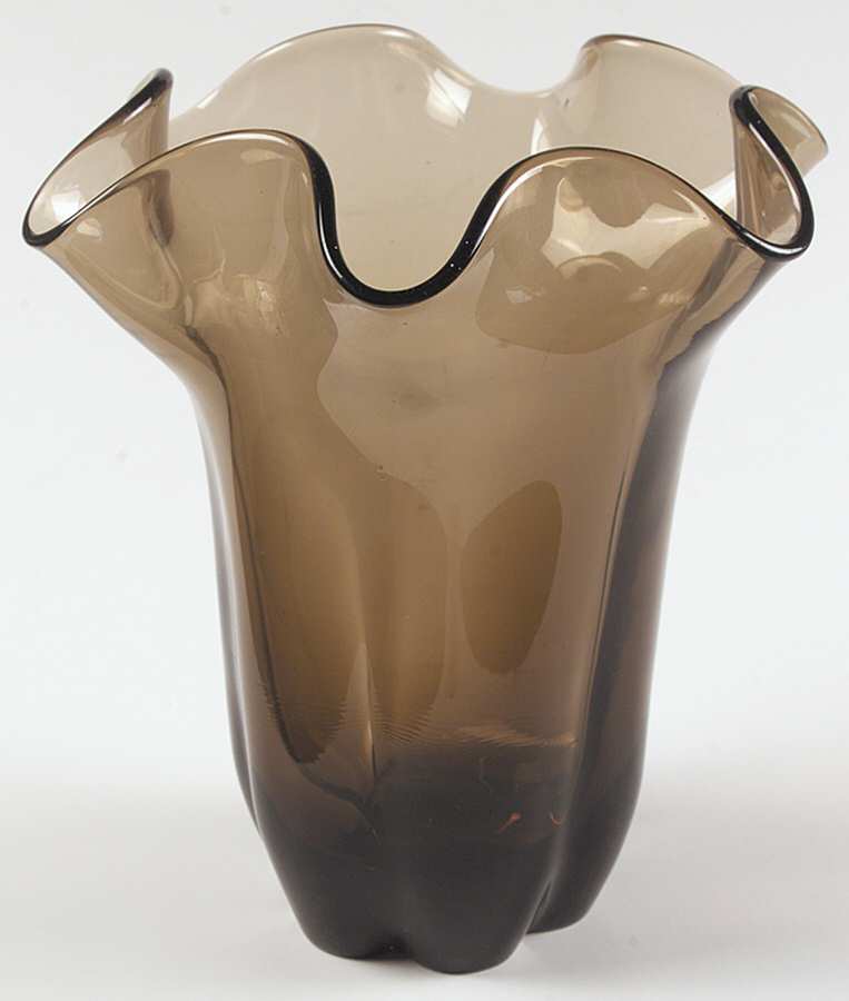 Canterbury Brown 8" Crimped Vase by Tiffin-Franciscan-1