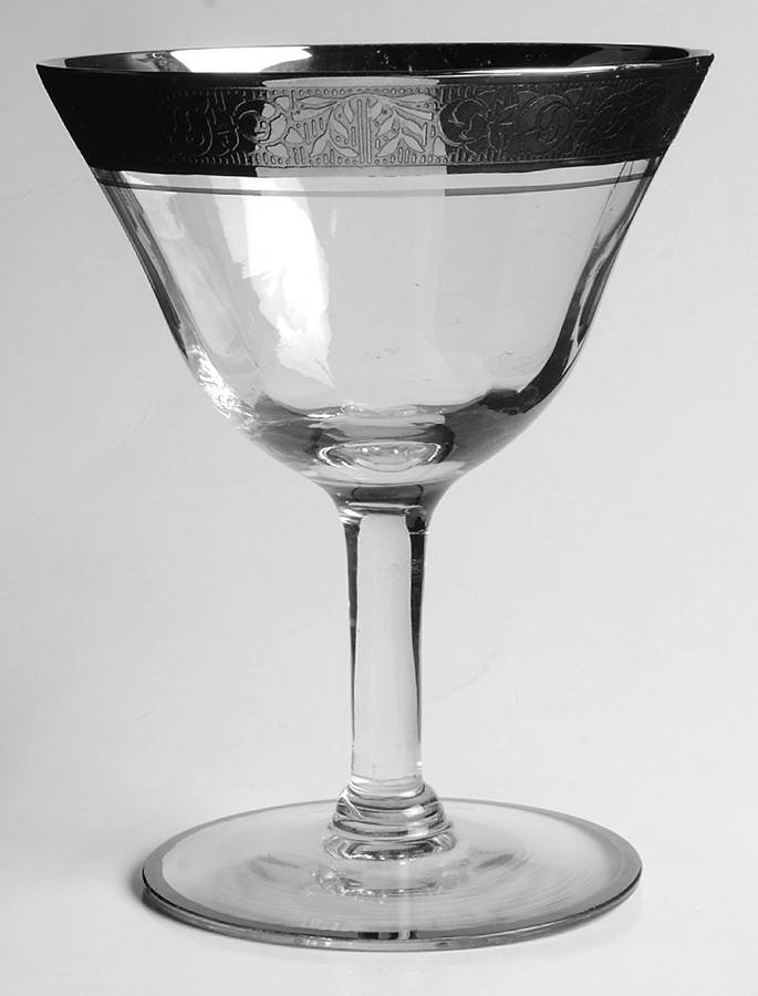 Rambler Rose Clear (Stem 14196, Platinum Encrusted) Low Sherbet by Tiffin-Franciscan-1