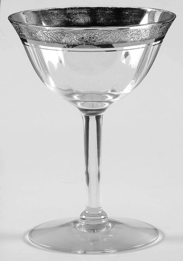 Rambler Rose Clear (Stem 14196, Platinum Encrusted) Champagne/Tall Sherbet by Tiffin-Franciscan-1
