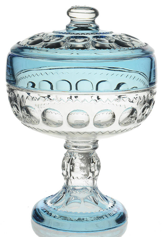 King's Crown-Blue Flashed (Top Only) Compote & Lid by Tiffin-Franciscan-1