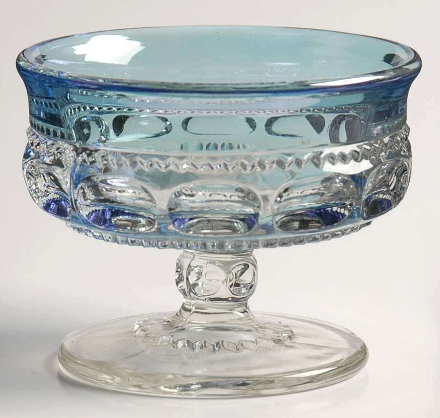 King's Crown-Blue Flashed (Top & Bottom) Champagne/Tall Sherbet by Tiffin-Franciscan-1