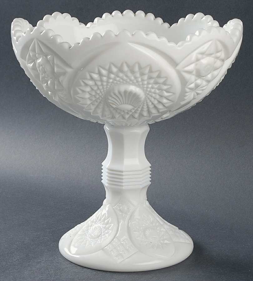 Homestead Milk Glass Round Compote (Height X Width) by Tiffin-Franciscan-1