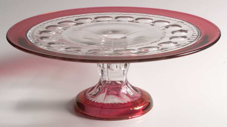 King's Crown-Ruby Flashed (Top & Bottom) 11" Diameter Pedestal Cake Stand No Dome by Tiffin-Franciscan-1