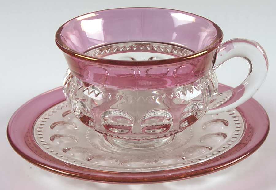 King's Crown-Ruby Flashed (Top & Bottom) Cup & Saucer Set by Tiffin-Franciscan-1