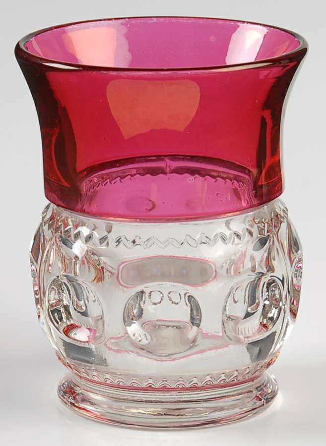 King's Crown-Ruby Flashed (Top & Bottom) 7 Oz Flat Tumbler by Tiffin-Franciscan-1