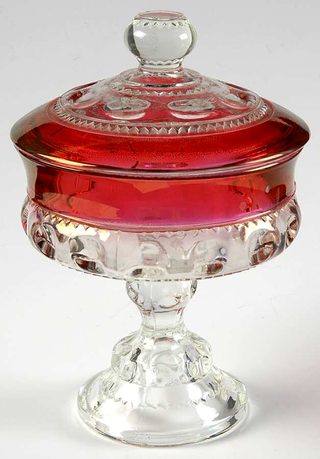 King's Crown-Ruby Flashed (Top & Bottom) Candy Dish & Lid by Tiffin-Franciscan-1
