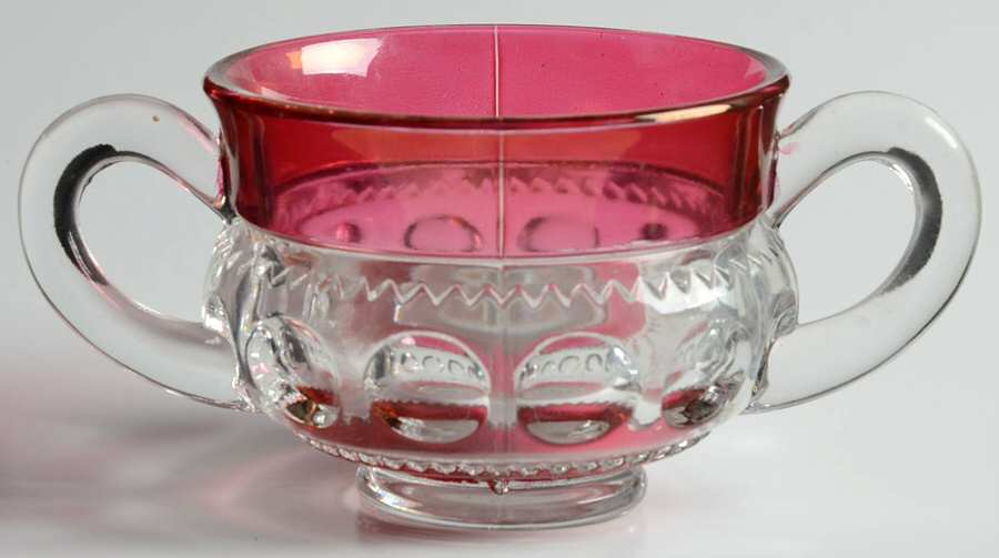 King's Crown-Ruby Flashed (Top & Bottom) Open Sugar by Tiffin-Franciscan-1