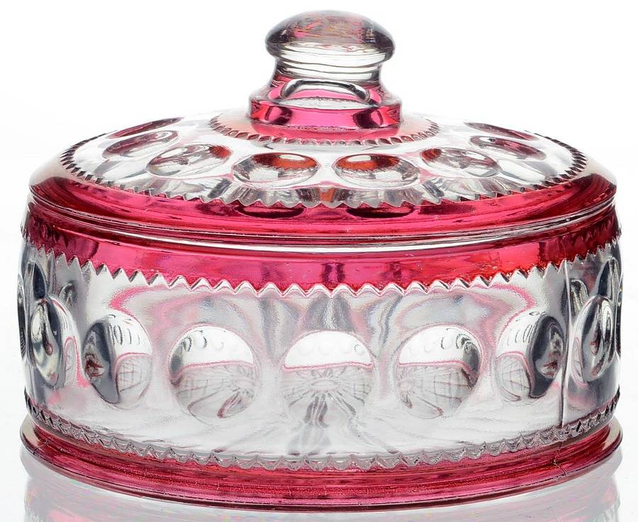 King's Crown-Cranberry Flashed (Top & Bottom) Candy Box & Lid by Tiffin-Franciscan-1