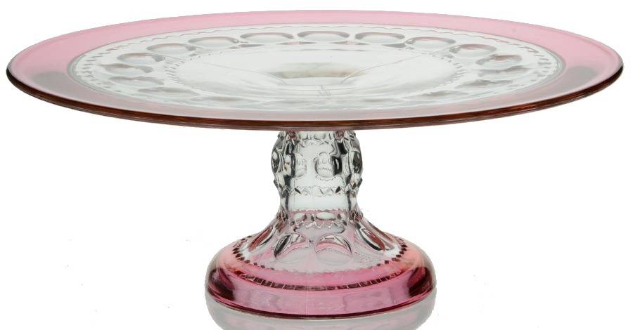 King's Crown-Cranberry Flashed (Top & Bottom) 12" Diameter Cake Stand/Pedestal by Tiffin-Franciscan-1