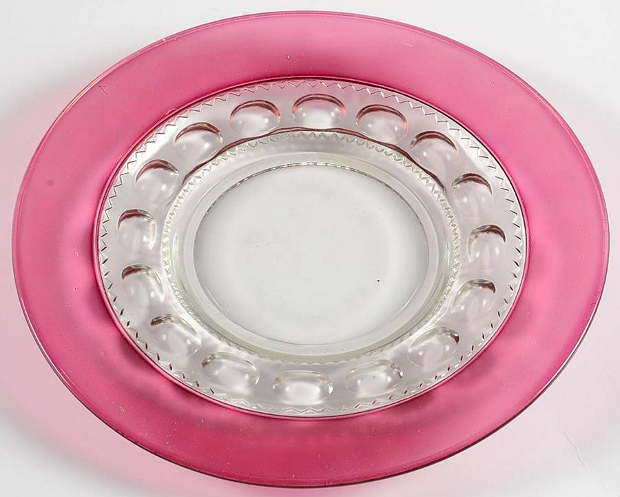 King's Crown-Cranberry Flashed (Top & Bottom) Luncheon Plate by Tiffin-Franciscan-1