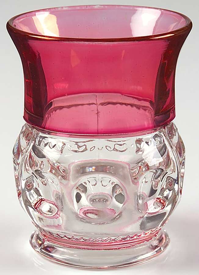 King's Crown-Cranberry Flashed (Top & Bottom) 7 Oz Flat Tumbler by Tiffin-Franciscan-1