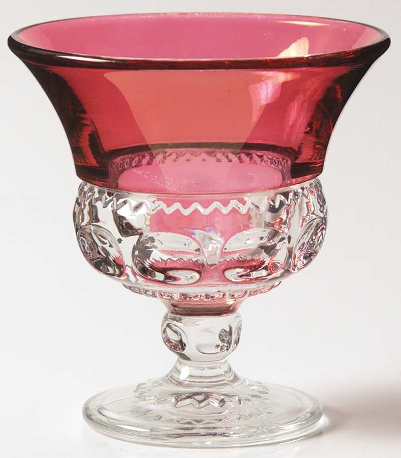 King's Crown-Cranberry Flashed (Top & Bottom) Oyster or Fruit Cocktail by Tiffin-Franciscan-1