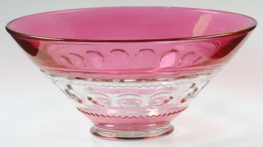 King's Crown-Cranberry Flashed (Top & Bottom) 11" Flared Bowl by Tiffin-Franciscan-1