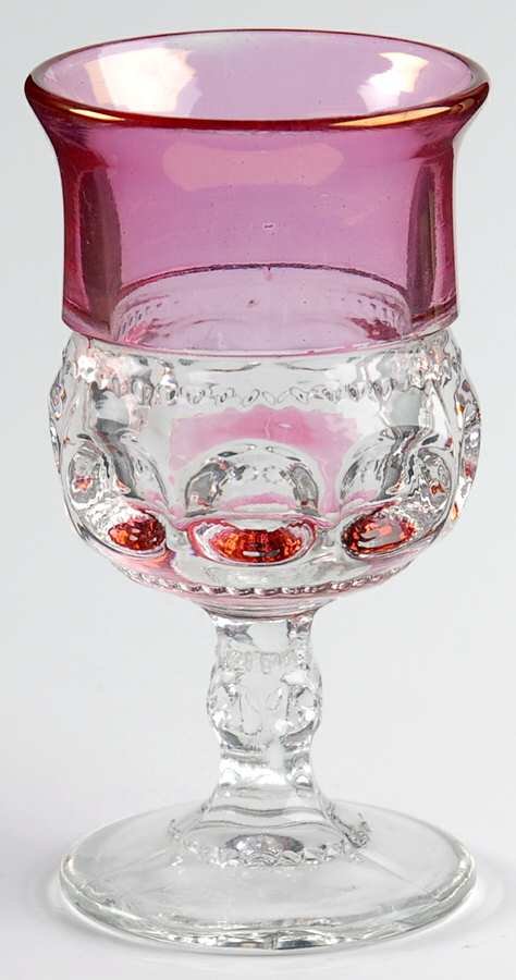 King's Crown-Cranberry Flashed (Top & Bottom) Wine Glass by Tiffin-Franciscan-1