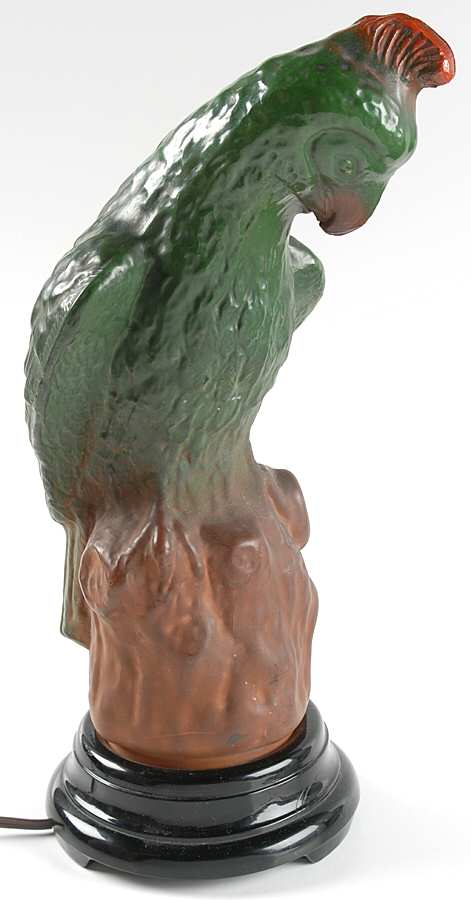 Lamps Large Parrot Lamp W/Dark Green Body by Tiffin-Franciscan-1