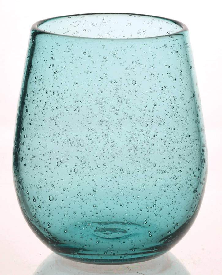 Bubble Glass (Colors) Dark Aqua Stemless Wine by Tag Ltd-1