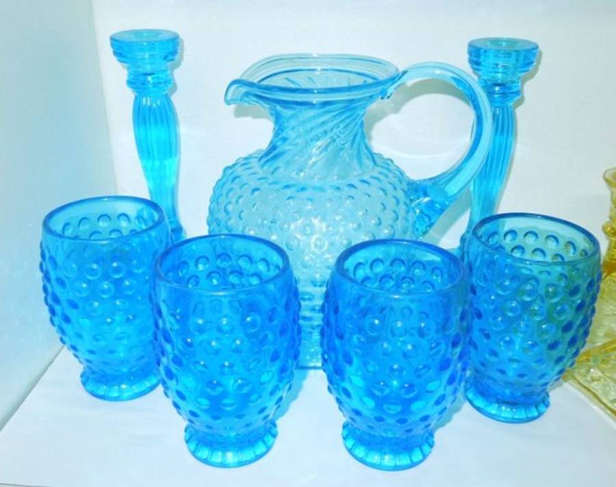 Hobnail Blue 9 Oz Flat Tumbler by Tiara-1