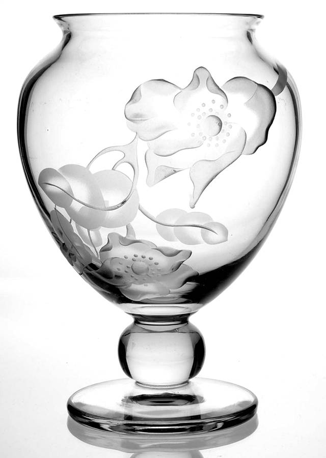 Carved Roses 9" Globe Vase by Tiffin-Franciscan-1