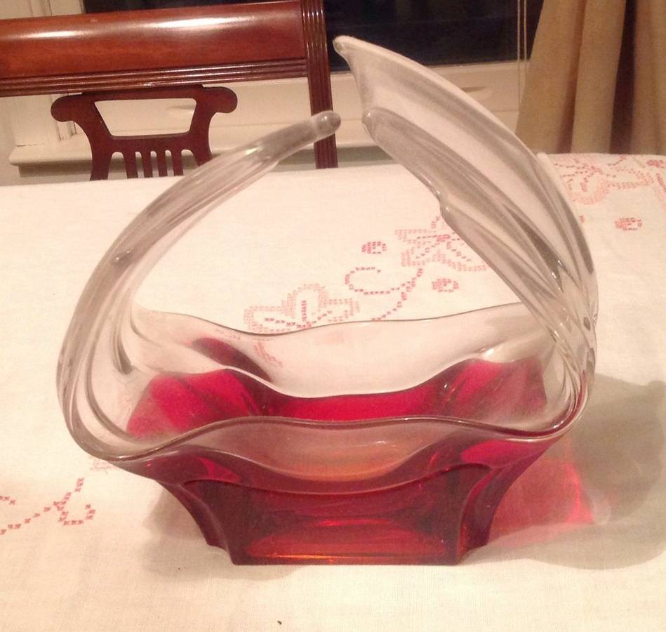Empress Ruby Clear 9" Flower Vase by Tiffin-Franciscan-1