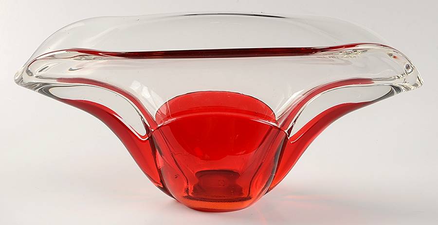 Empress Ruby Clear 12" Oblong Bowl by Tiffin-Franciscan-1