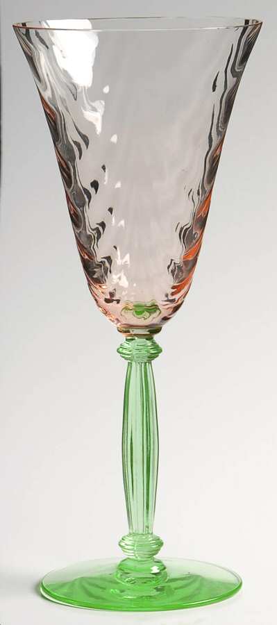15024-Pink-Green (Festoon Optic) Water Goblet by Tiffin-Franciscan-1