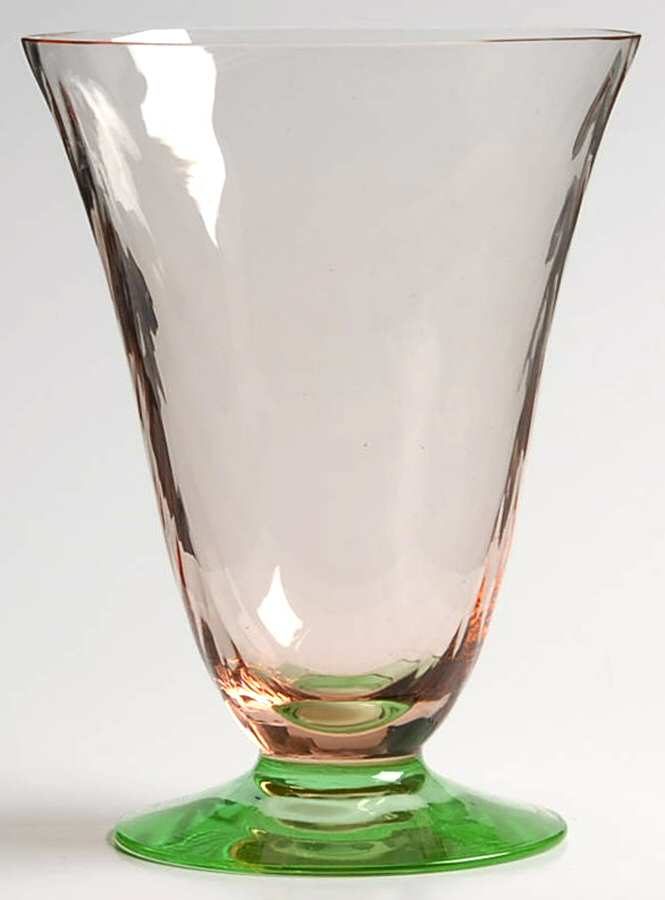 15024-Pink-Green (Festoon Optic) 8 Oz Footed Tumbler by Tiffin-Franciscan-1