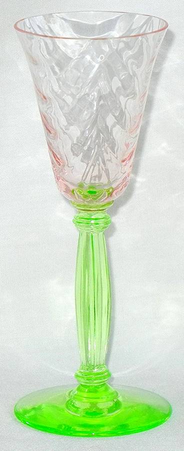 15024-Pink-Green (Festoon Optic) Cordial Glass by Tiffin-Franciscan-1