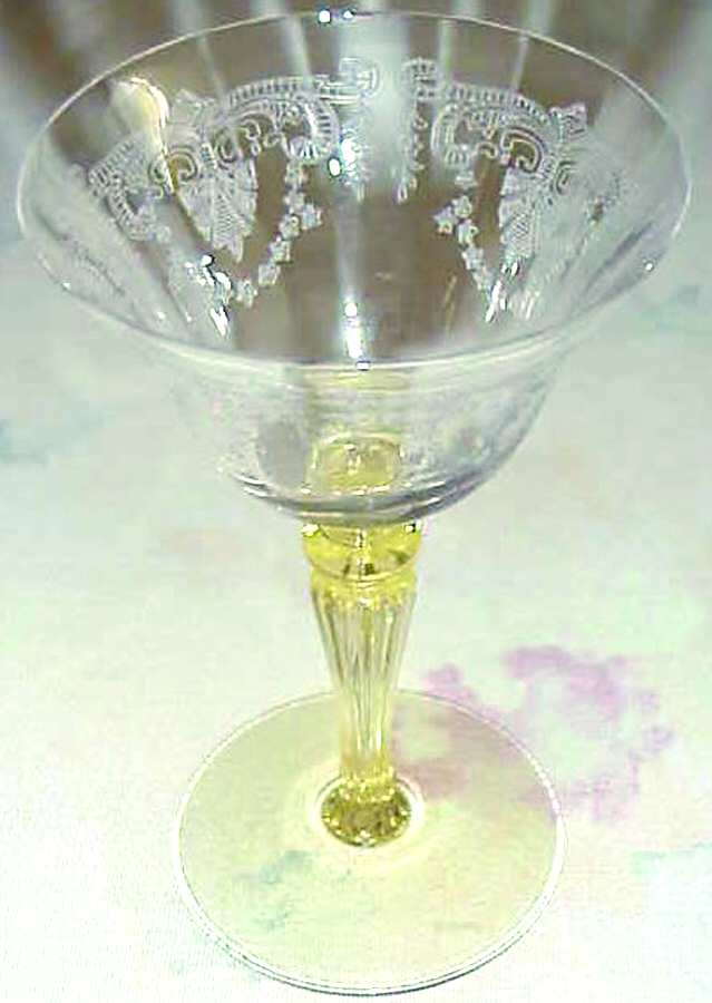 Coronada (Stem #15071, Yellow Stem) Champagne/Tall Sherbet by Tiffin-Franciscan-1