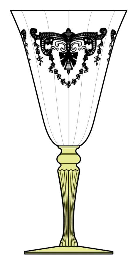 Coronada (Stem #15071, Yellow Stem) Water Goblet by Tiffin-Franciscan-1