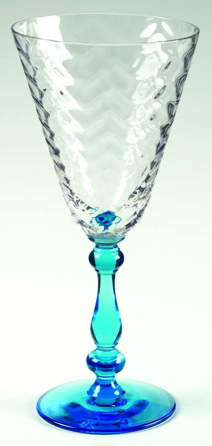 TIF42 Blue Herringbone Optic Water Goblet by Tiffin-Franciscan-1