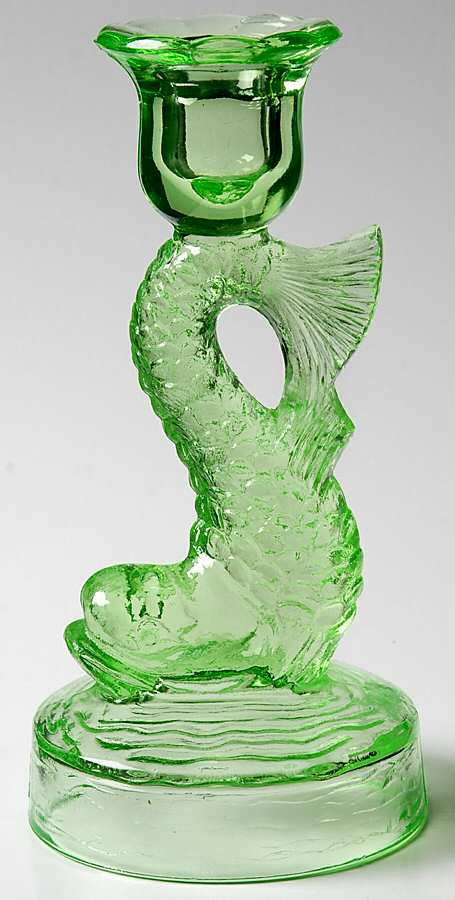 Animals & Figurines #9671 7" Dolphin Candlestick with Wavy Base by Tiffin-Franciscan-1