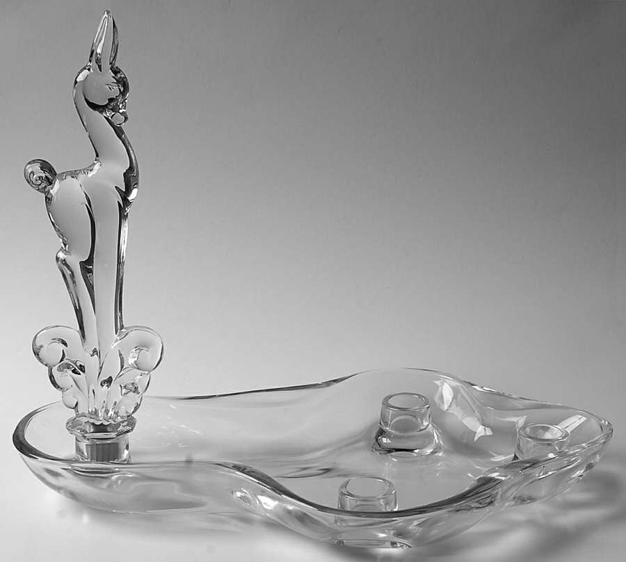 Animals & Figurines Float/Candle Bowl with Fawn Peg by Tiffin-Franciscan-1