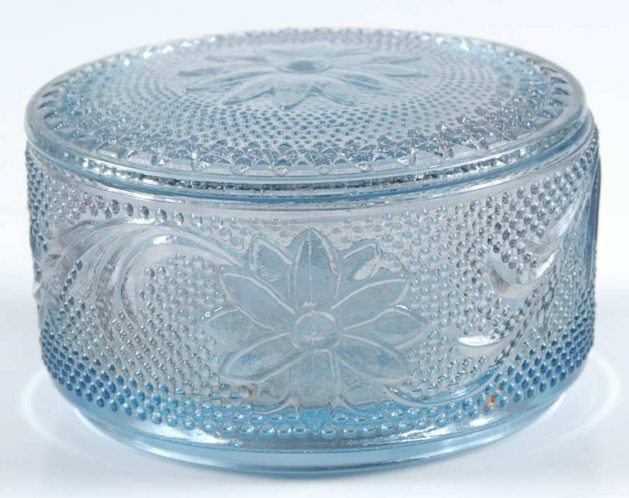 Sandwich Pastel Blue Round Puff Box with Lid by Tiara-1