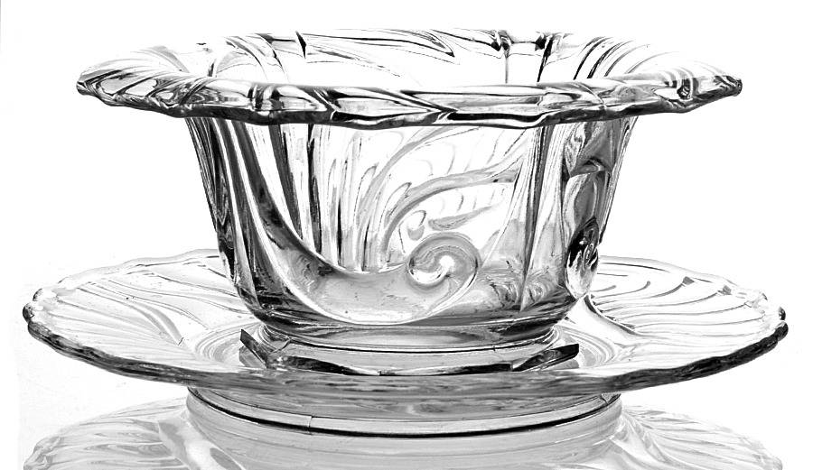 Velva Clear Mayonnaise Bowl and Underplate by Tiffin-Franciscan-1