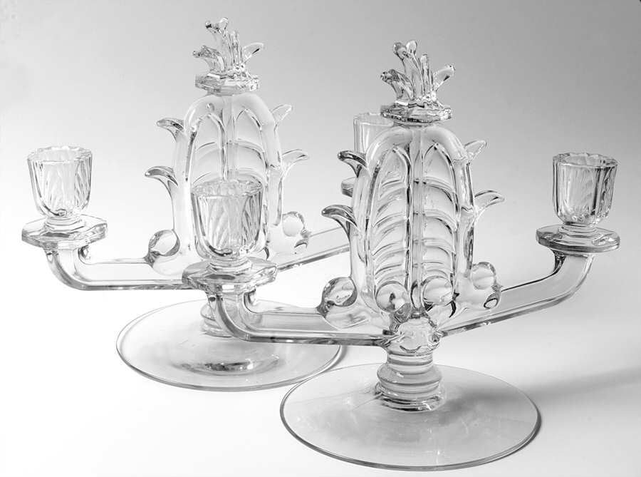 Velva Clear (Set of 2) Double Light Candlestick by Tiffin-Franciscan-1
