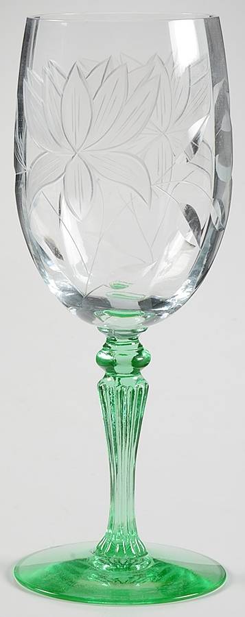 15016-1 Green (Green Stem) Water Goblet by Tiffin-Franciscan-1
