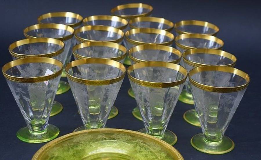 15001-9 (Vaseline Stem, Clear Bowl) Juice Glass by Tiffin-Franciscan-1