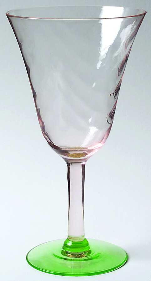 14196-Festoon-Pink&Green Water Goblet by Tiffin-Franciscan-1