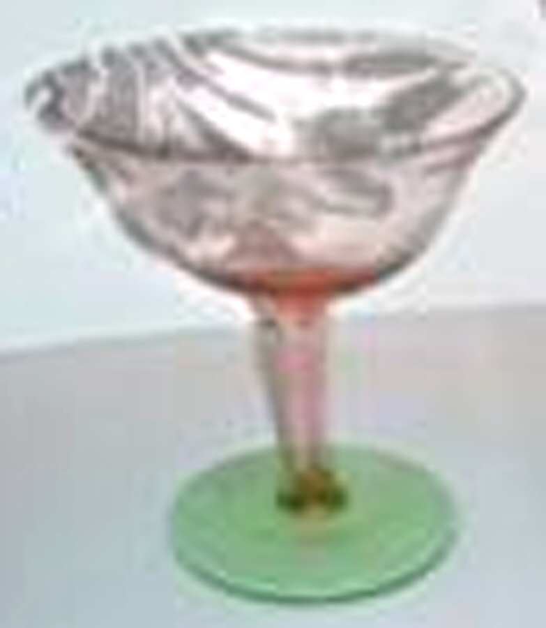 14196-Festoon-Pink&Green Champagne/Tall Sherbet by Tiffin-Franciscan-1