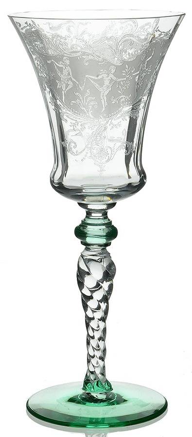 Luciana Mixed Green (Stem 15022) Water Goblet by Tiffin-Franciscan-1