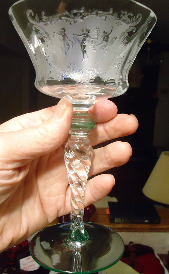 Luciana Mixed Green (Stem 15022) Champagne/Tall Sherbet by Tiffin-Franciscan-1