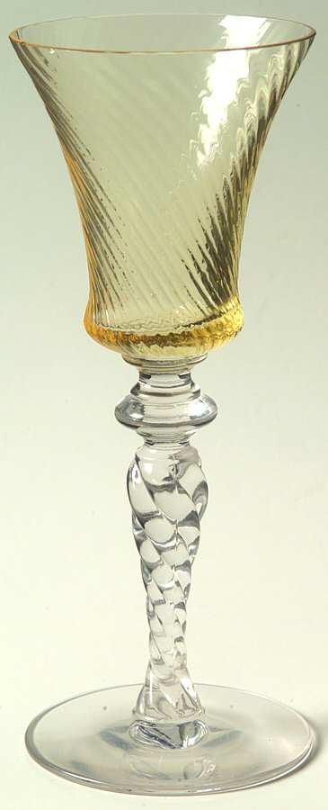 15022-6 (Yellow Spiral Optic Bowl) Wine Glass by Tiffin-Franciscan-1