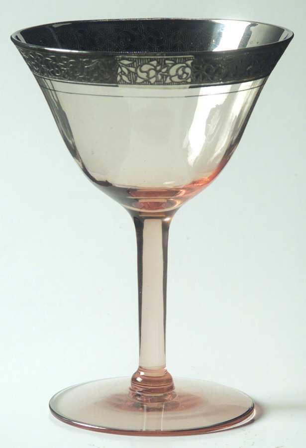 Rambler Rose Pink (Stem 14196, Platinum Encrusted) Champagne/Tall Sherbet by Tiffin-Franciscan-1