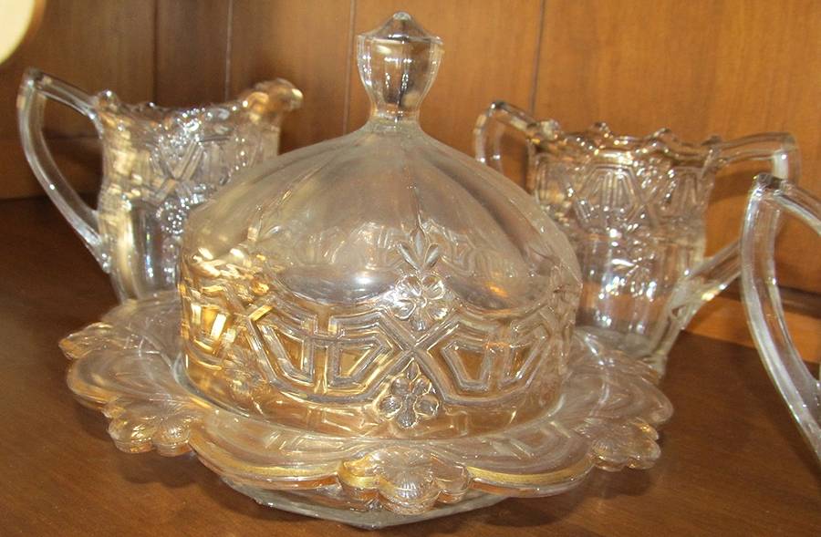 Athenia Gold Round Covered Butter by Tiffin-Franciscan-1