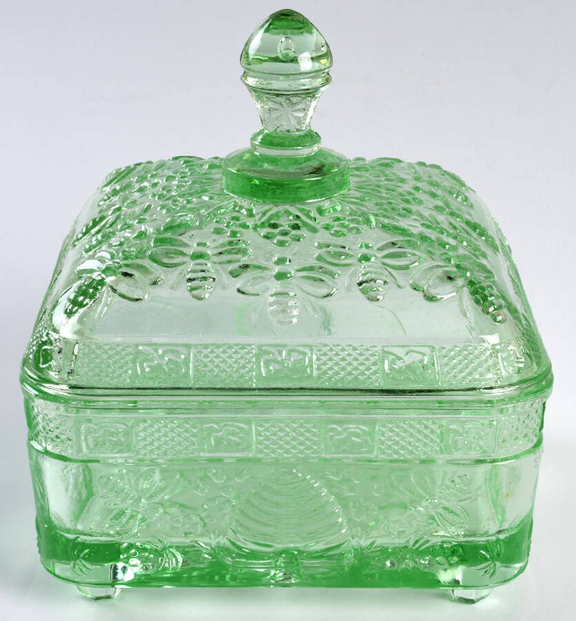 Animals & Figurines Light Green Honey Dish with Lid by Tiara-1